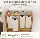 Cesto de Roupa de Bambu com Mompartimentos deslizantes 3 e 4 Compartimentos