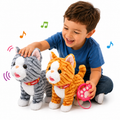 Kit 2 Gatinhos de Pelucia Laranja e Cinza com Som e Movimento