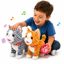 Kit 2 Gatinhos de Pelucia Laranja e Cinza com Som e Movimento