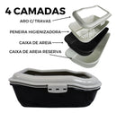 Caixa De Areia Higienica  Para Gatos Com Aro Peneira E 2 Bandejas