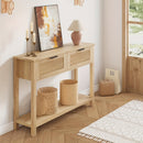 Mesa de entrada de fazenda, Mesa de console de 43 polegadas com 2 gavetas, Mesa de sofá de 2 níveis com armazenamento para sala de estar, Mesas de foyer para entrada