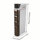 Armário de Armazenamento para Banheiro com Rodas e 4 Níveis - Organizador que Economiza Espaço, Design em Plástico Branco e Marrom para Espaços Estreitos, Unidade Autônoma Multifuncional com Portas Transparentes, Organizadores e Gavetas de Armazenamento p